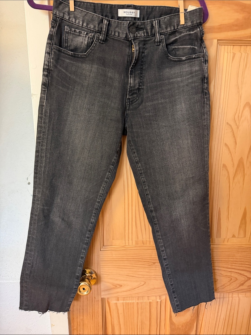 Moussy Black Washed Ankle Crop Jeans